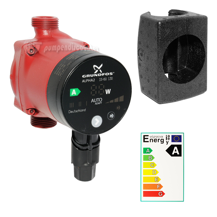 Grundfos Alpha2 15-60 130mm Niedrigenergiepumpe mit Autoadapt Funktion 95047525