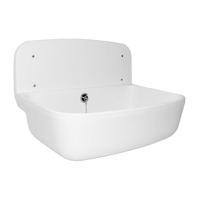 Abusanitair ABU PRACTIC Ausgussbecken weiss 495 x 345 mm, aus KS mit &Uuml;berlauf