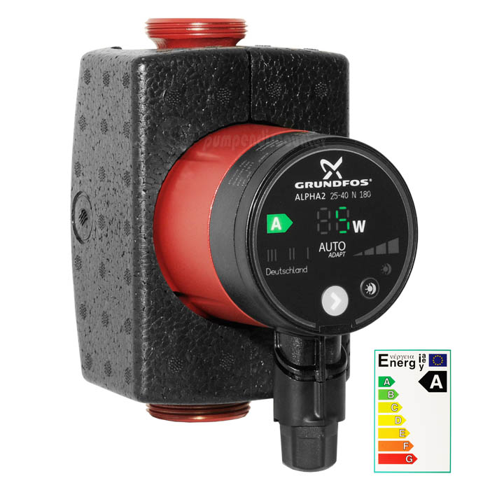 Grundfos Alpha2  25-40 N (Niro) Niedrigenergiepumpe mit Autoadapt Funktion 95047516