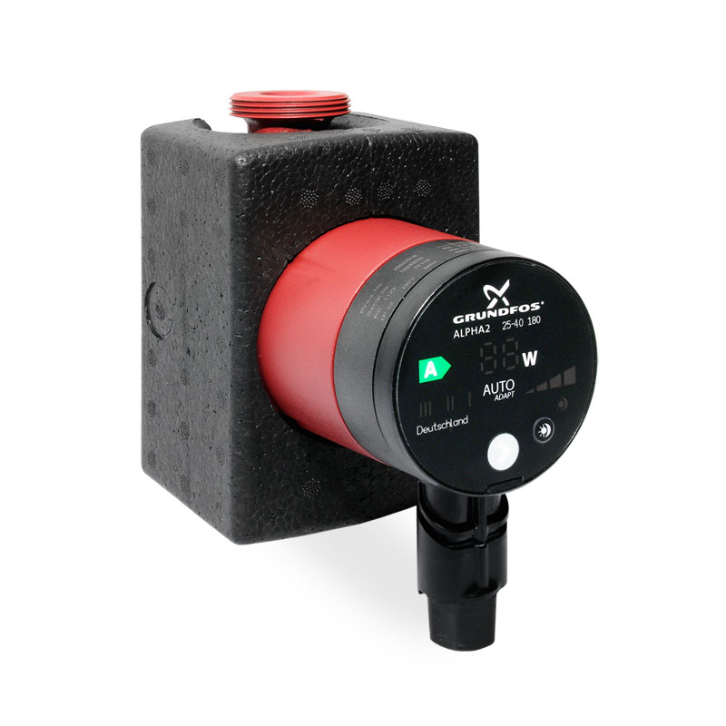 Grundfos Alpha2  25-40 Niedrigenergiepumpe mit Autoadapt Funktion 95047514 inkl. D&auml;mmschale