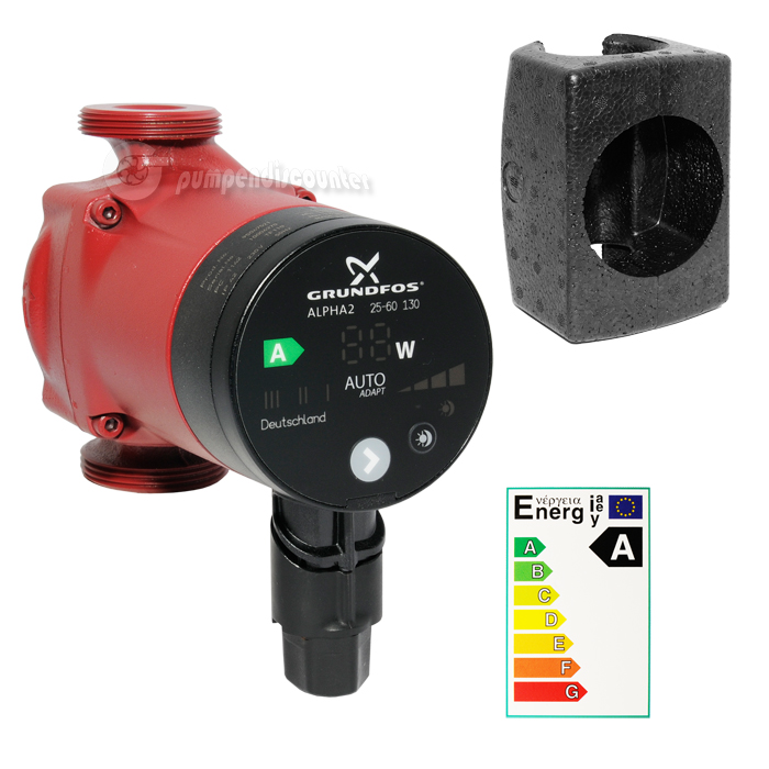Grundfos Alpha2  25-60 130mm Niedrigenergiepumpe mit Autoadapt Funktion 95047521