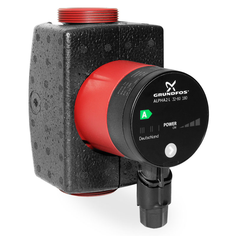 Grundfos Alpha2 L 32-60 Niedrigenergiepumpe Klasse A mit D&auml;mmschale 97533058 inkl. D&auml;mmschale