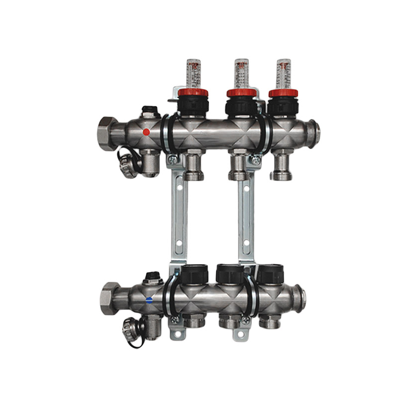 OVENTROP Verteiler Edelstahl 1 f&uuml;r FBH  3 Kr.,m.Durchflusseins&auml;tzen 0-5 l/min. 1404353