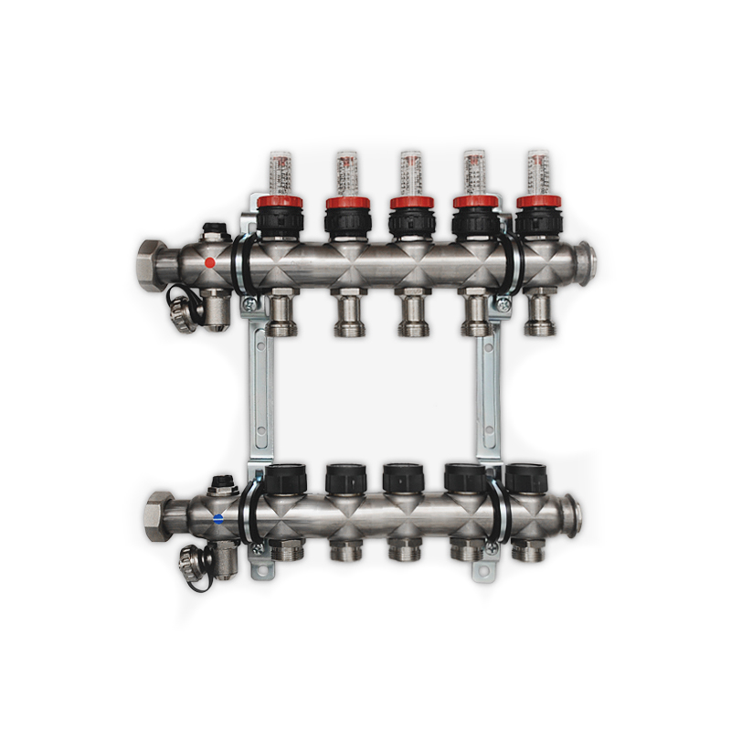 OVENTROP Verteiler Edelstahl 1 f&uuml;r FBH  5 Kr.,m.Durchflusseins&auml;tzen 0-5 l/min. 1404355