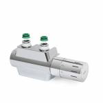 Simplex Variodesign chrom Einrohrventilhahnblock-Set mit Bypass Durchgang/Eck li/re umbaubar  F12165