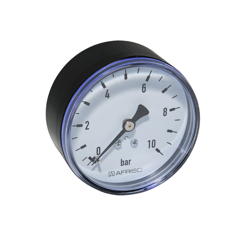 Afriso Rohrfeder-Manometer Manometer 0�10 bar Anschluss hinten 1/4� AG � 63mm 63539