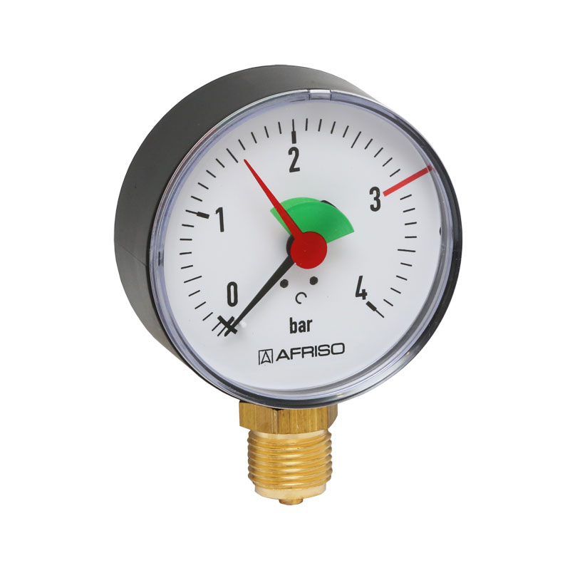 Afriso Rohrfeder-Manometer Manometer 04 bar Anschluss unten 3/8 AG  63mm 63910