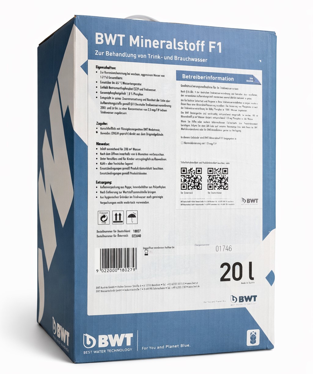 BWT Dosierphosphat QUANTOPHOS F1, 20-l-Beh�lter f�r 0-7 Grad dkh   18027