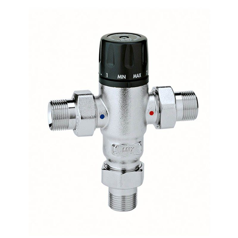 Caleffi Thermomischer 3/4- Brauchwassermischer thermostatisch 30 bis 65 C m. Verschraubungen 521500