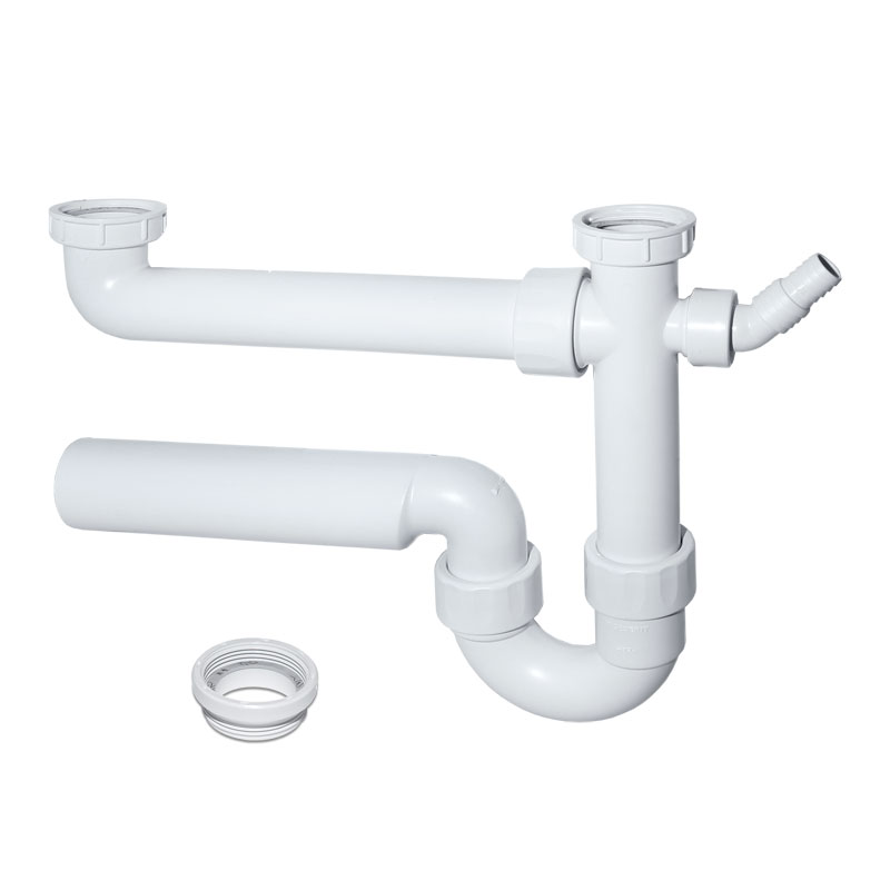 Geberit Sp�ltisch-Ablauf in PP f. zwei Becken Objektmodell, G1 1/2x50 mm, wei�