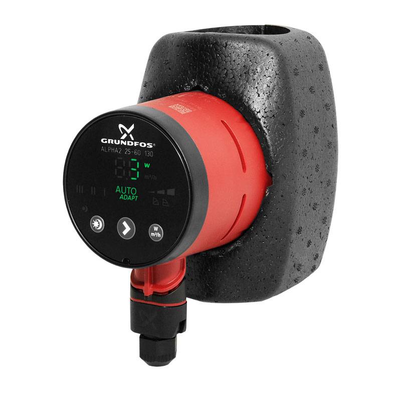 Grundfos Alpha2 25-60 130mm  Klasse A Pumpe mit Autoadapt Funktion 99411150 inkl. D�mmschale