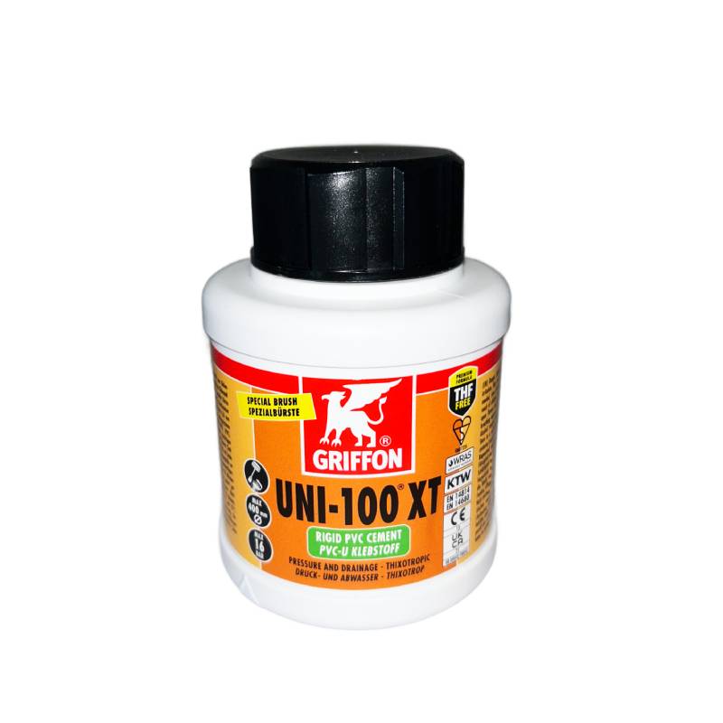 Griffon UNI-100 XT PVC-U Kleber mit Pinsel im Schraubdeckel, 250 ml 1010383