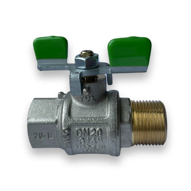 TVL Trinkwasserkugelhahn DVGW DN20 3/4'' (IG/AG) Kugelhahn Trinkwasser Flügelgriff grün 022408