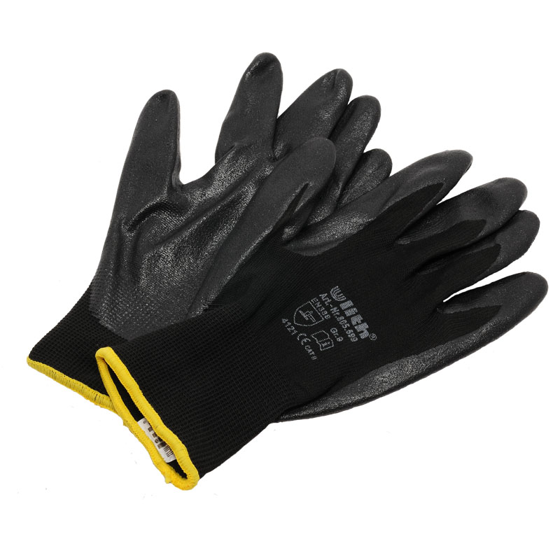 1 Paar Ulith Arbeitshandschuhe Nitril schwarz Cat2 Nylon Strickbund EN388 Gr.9