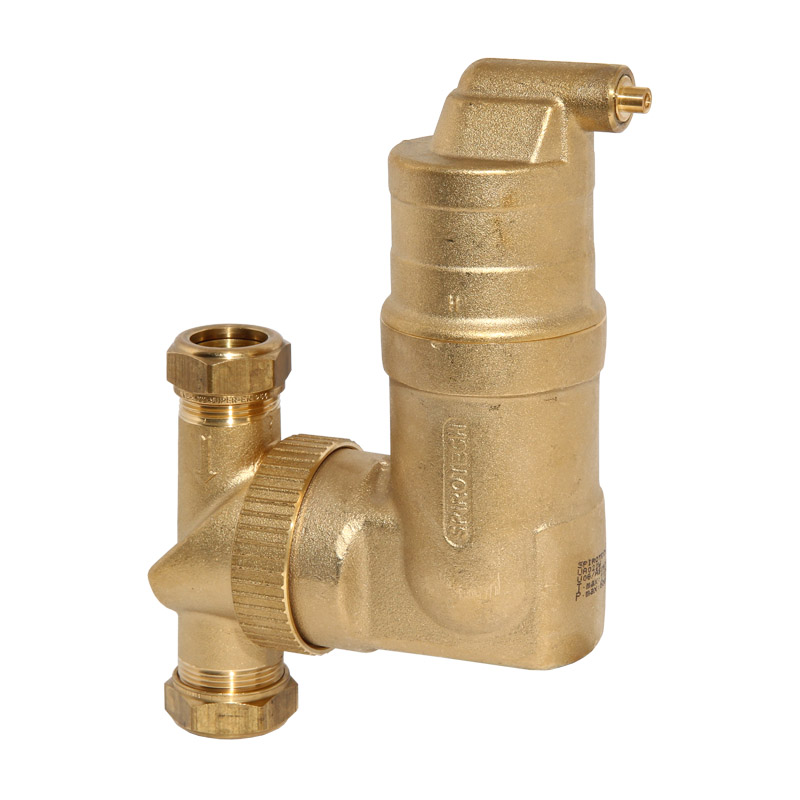 SpiroVent  Mikroluftblasenabscheider Typ RV2 22mm Klemmring mit drehbarem Anschluss UA022W
