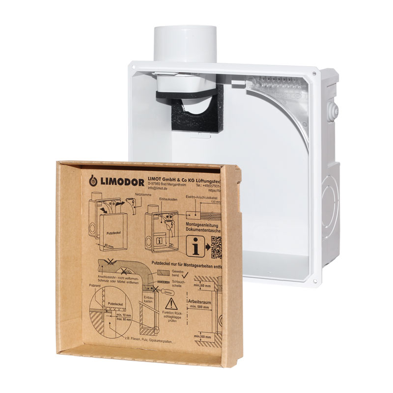 Limodor Einbaukasten compact Ausblas seitlich, NW80 Unterputzgehäuse 80000