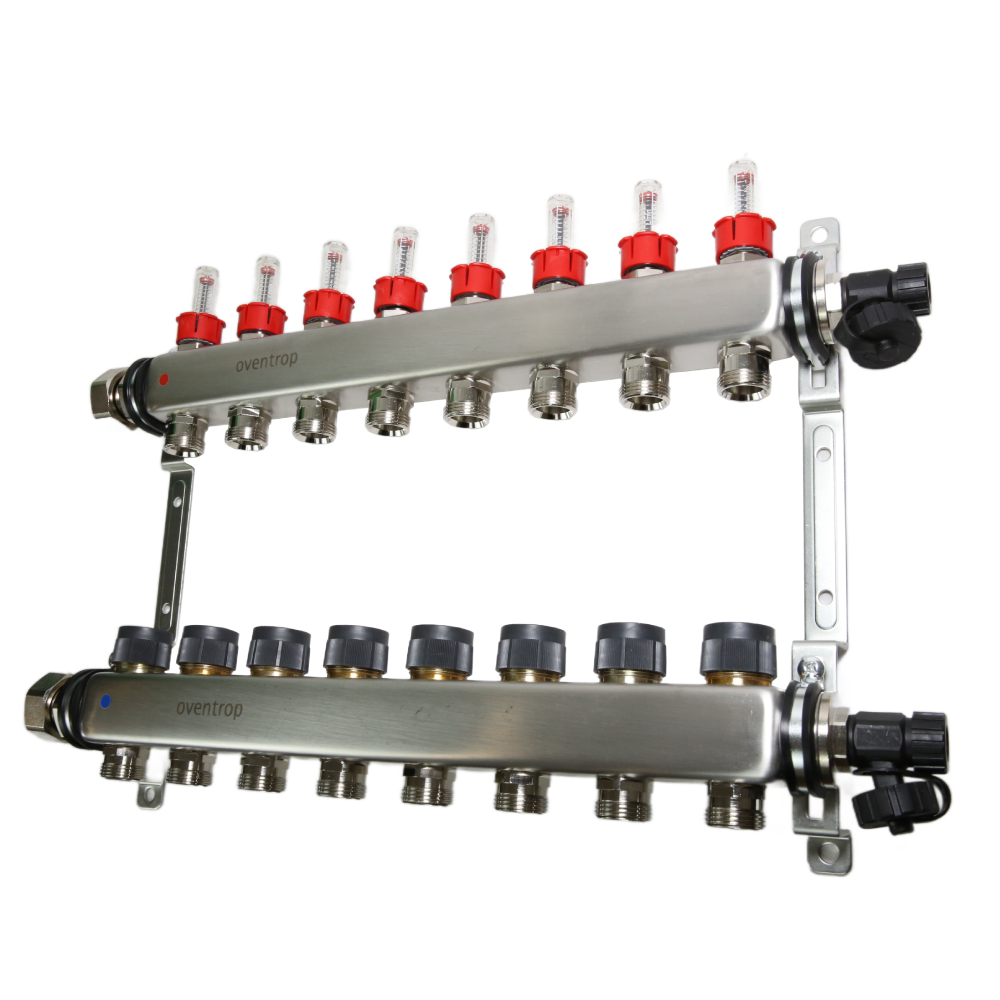 OVENTROP Verteiler Edelstahl 1- f�r FBH  8 Kr.,m.Durchflusseins�tzen 0-5 l/min. 1405358