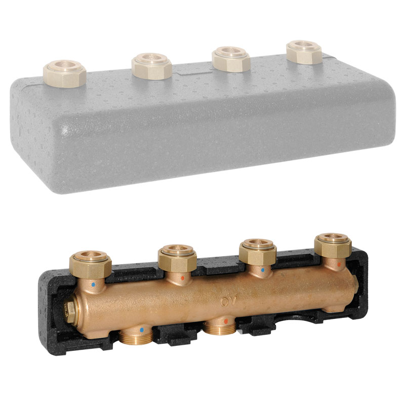 Oventrop Verteilerbalken 2-fach Regumat DN 25 mit Isolierung f�r 2 Heizkreise Grauguss  1351570