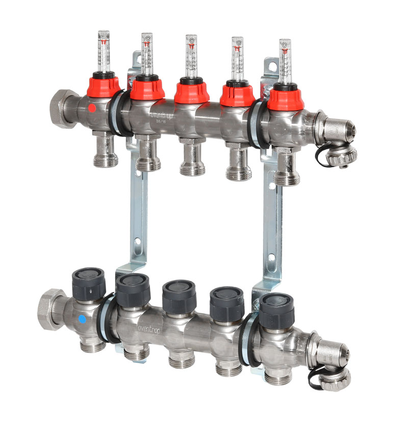 OVENTROP Verteiler Edelstahl 1- für FBH 5 Kr.,m.Durchflusseinsätzen 0-5 l/min. 1406355