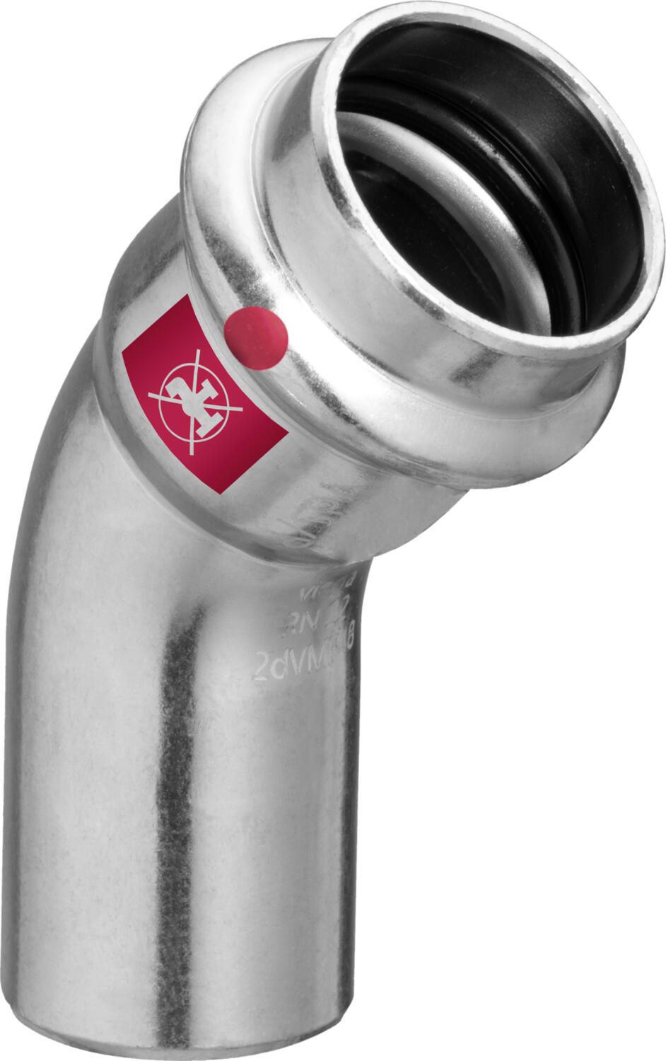 Viega Bogen 45 Grad mit SC Prestabo 1126.1 in 42mm Stahl verzinkt, 558383