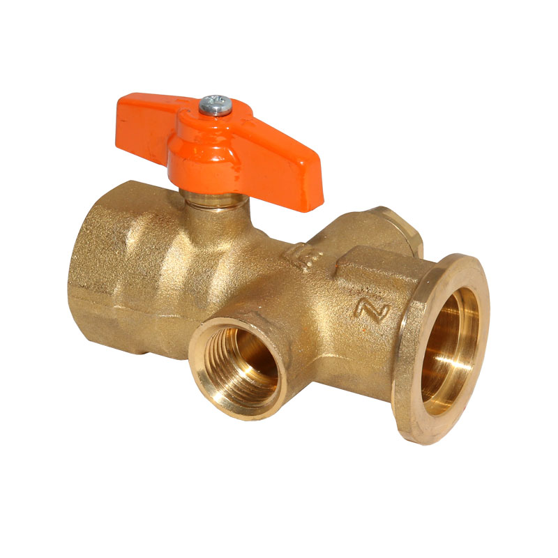PAW Pumpenkugelhahn MK mit Anschl. f�r Tauchh�lse  Flansch f�r 1 1/2- �berwurf und 1- IG 2301