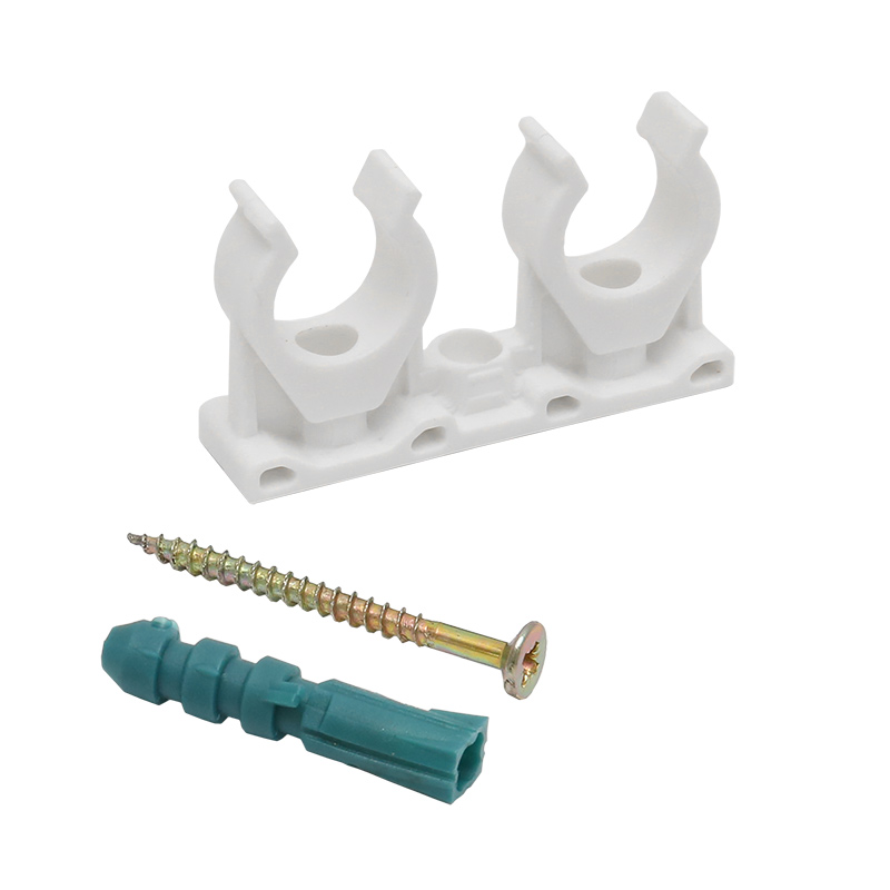 Rohr-Clip doppelt Kunststoff 22 mm mit D�bel und Schraube 06.003.005
