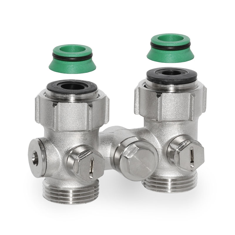 Simplex Zweirohr Hahnblock F10010 - Heizkörper Anschluss 3/4" X 1/2"