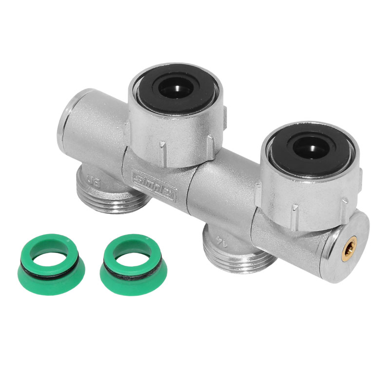 Simplex VARICON N Hahnblock Eck/Durchgang N2 verdrehbar für Heizkörper mit Eurokonus 3/4“ AG F12002