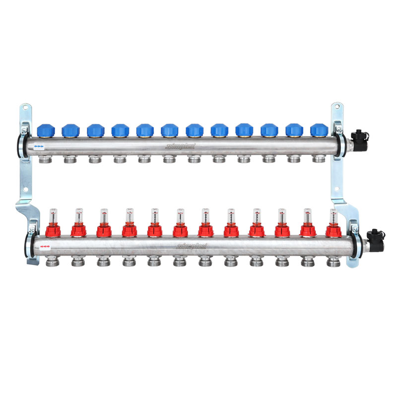Simplex Verteiler Edelstahl 1- für FBH 12 Kr.,m.Durchflusseinsätzen 0-5 l/min. F18521