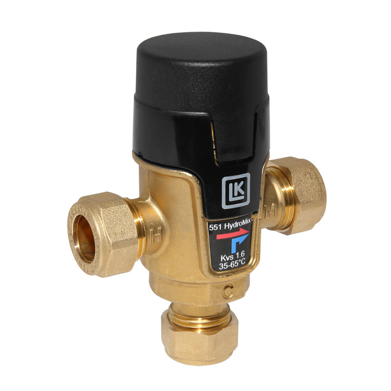 LK 551 HydroMix Brauchwassermischer Mischventil 15mm Klemmring  35-65�C KVS 1,3m�/h 181456
