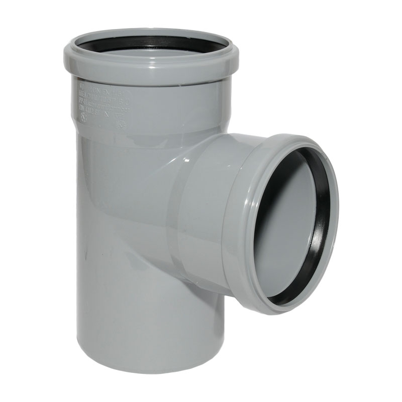HT Abzweig mit Muffe und Gummidichtungen HT-Rohr DN 110/110 87° HTEA