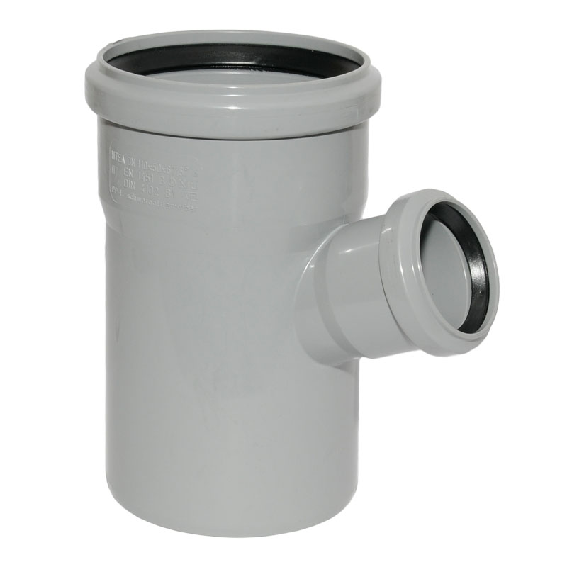HT Abzweig mit Muffe und Gummidichtungen HT-Rohr DN 110/50 67° HTEA