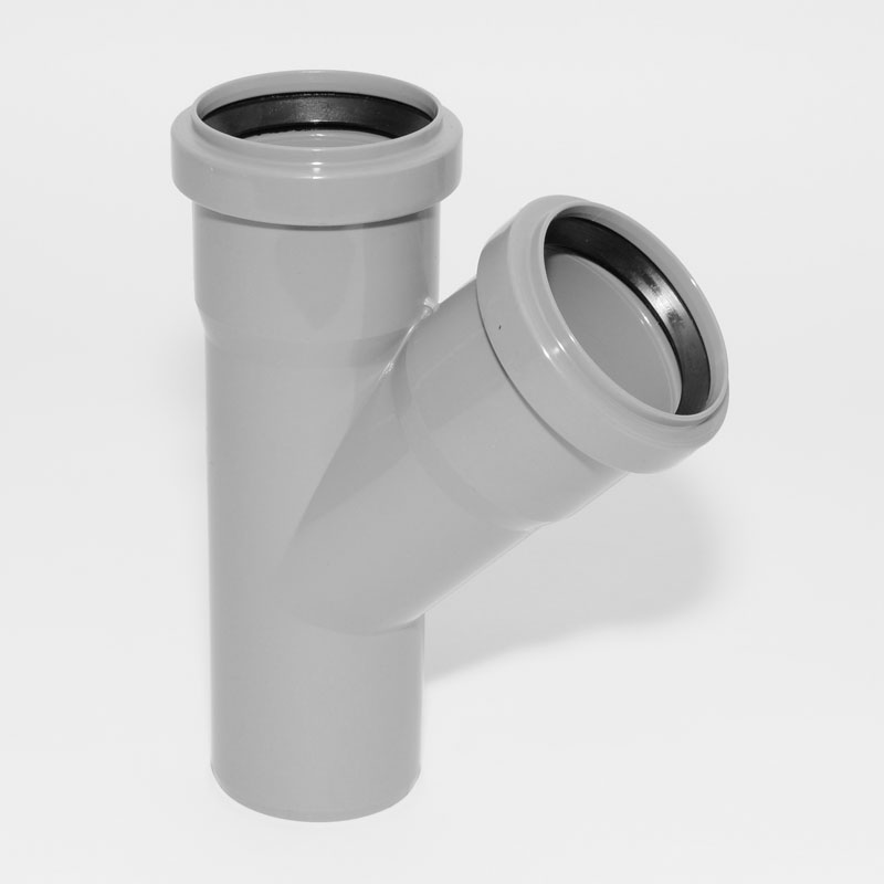 HT Abzweig mit Muffe und Gummidichtungen HT-Rohr DN 50/50 45° HTEA