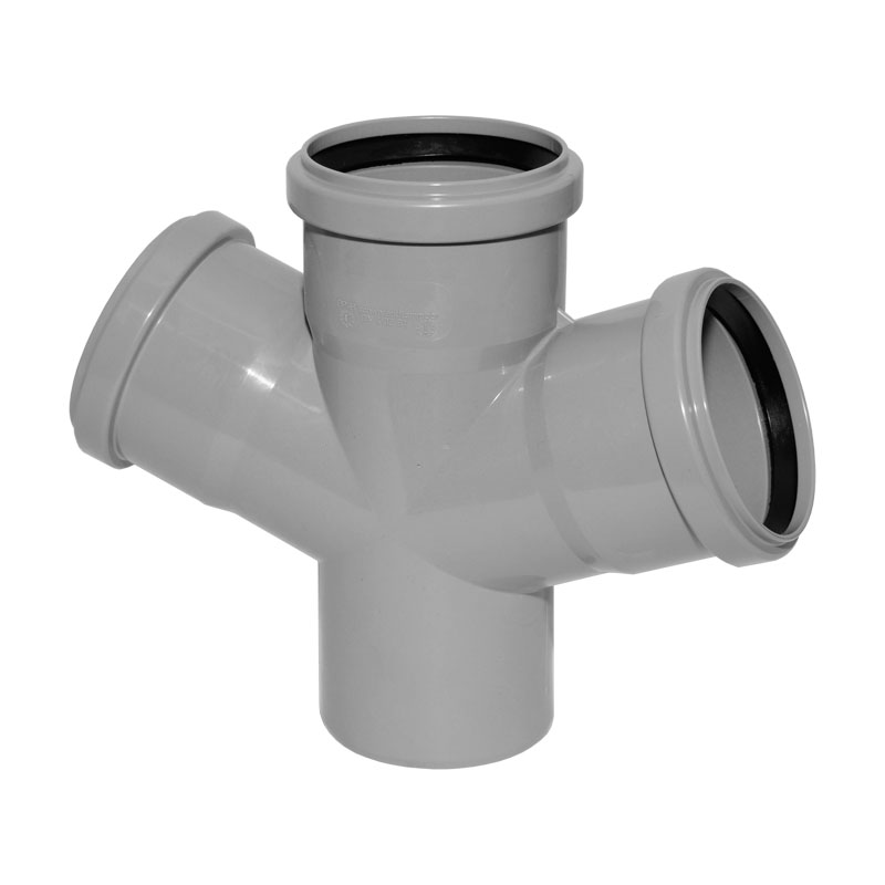 HT Doppelabzweig mit Muffe und Gummidichtungen HT-Rohr DN 110/110/110 67� HTEA