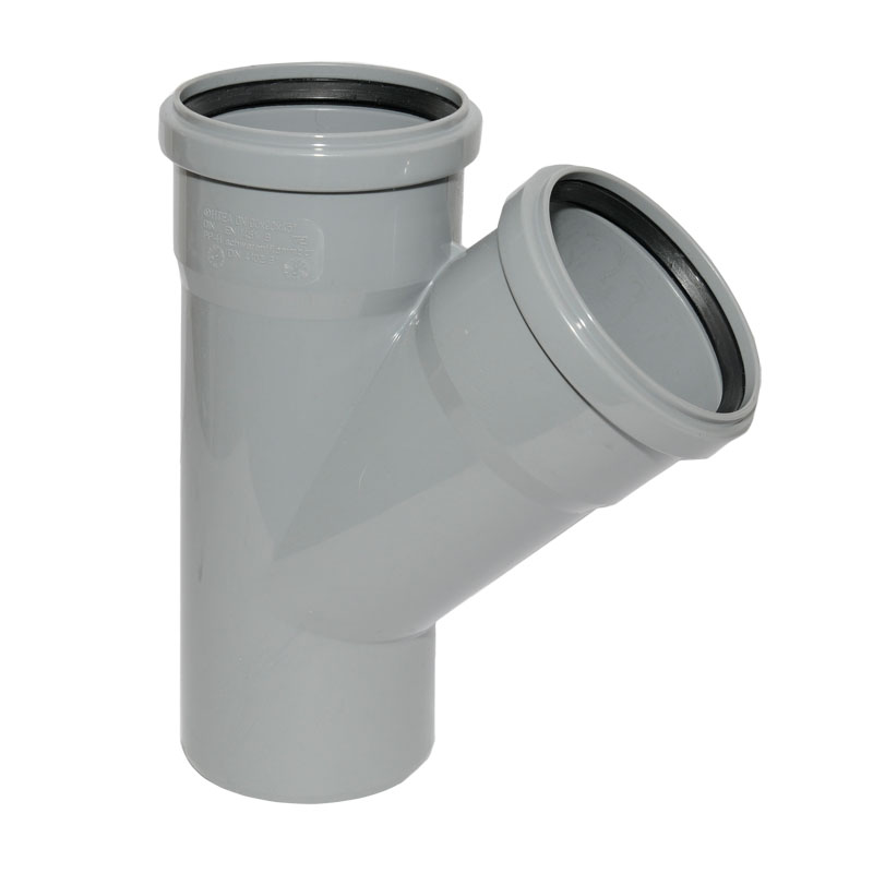 HT Abzweig mit Muffe und Gummidichtungen HT-Rohr DN 90/90 45° HTEA