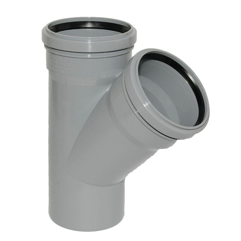 HT Abzweig mit Muffe und Gummidichtungen HT-Rohr DN 110/110 45� HTEA