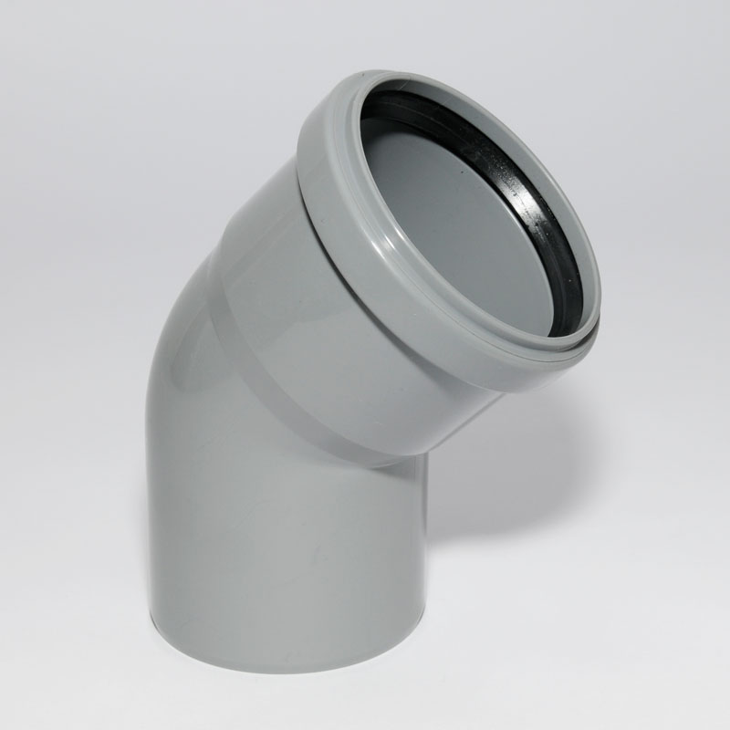 HT Bogen mit Muffe und Gummidichtung HT-Rohrbogen DN110 45° HTB