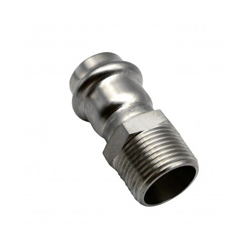 Hage Edelstahl Pressfitting Übergangsmuffe Gewindeübergang 3/4-- Ø 18mm AG/I Press V-Kontur 56490021