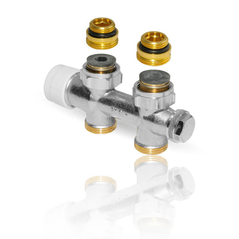 OVENTROP Anschlussarmatur Multiblock T Zweirohr  1/2-AG x 3/4-AG Messing Durchgangsform 1184083