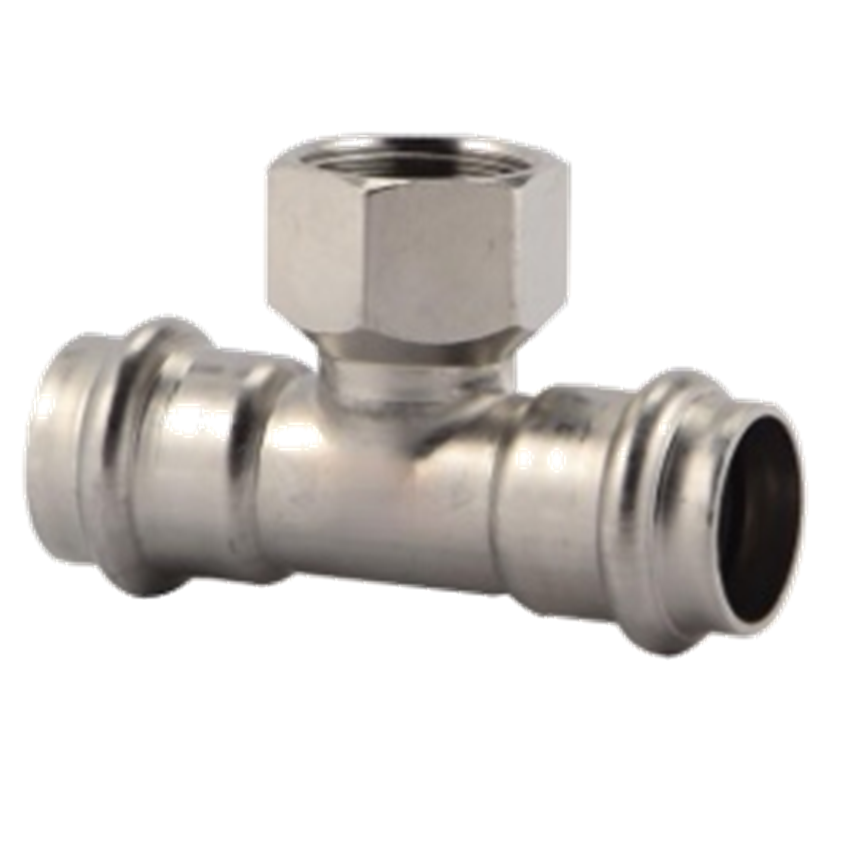 Hage Edelstahl Pressfitting T-S�ck 90� � 28/1/2-/28mm I/IG/I Press V-Kontur DVGW 56430040