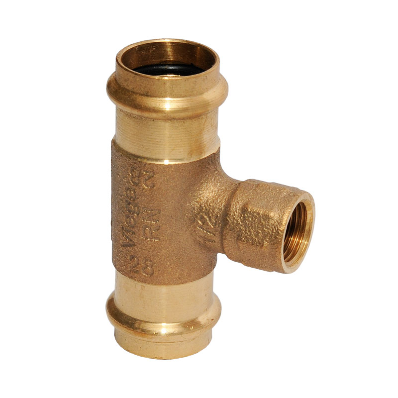 Viega Sanpress T-Stück 22-1/2--22 (1/2- Innengewinde), Rotguss mit SC-Contur Model 2217.2 115944