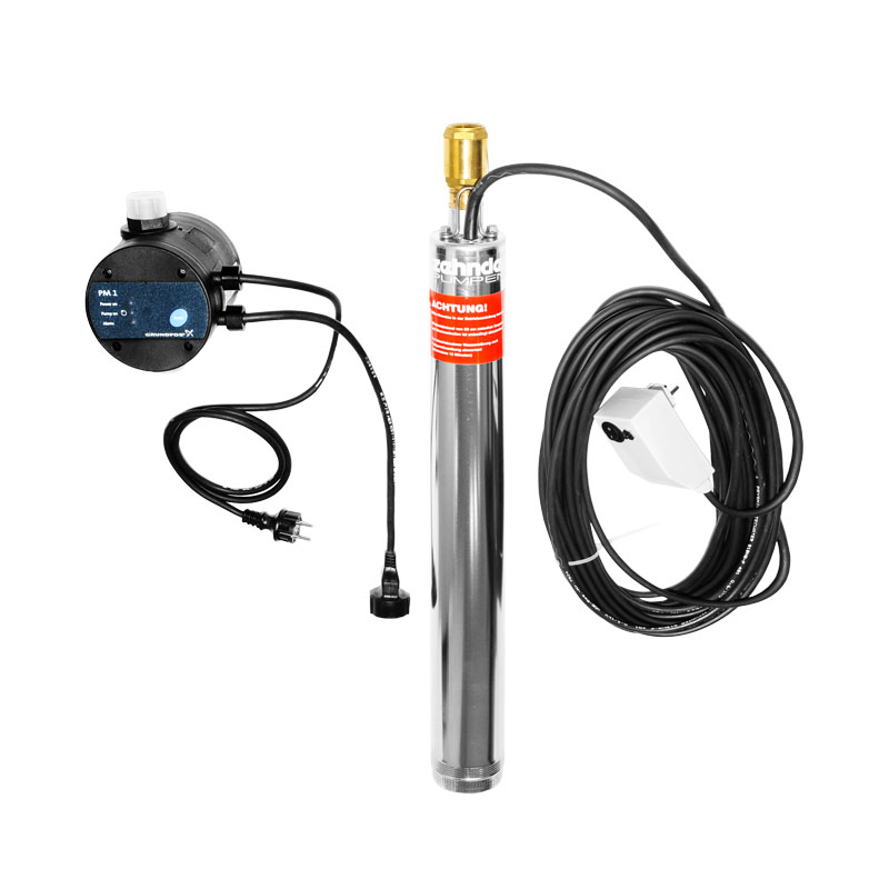Beregnungspaket mit Zehnder TM 12-1 4- Tiefbrunnenpumpe mit 20 m Unterwasserkabel und Grundfos PM 1